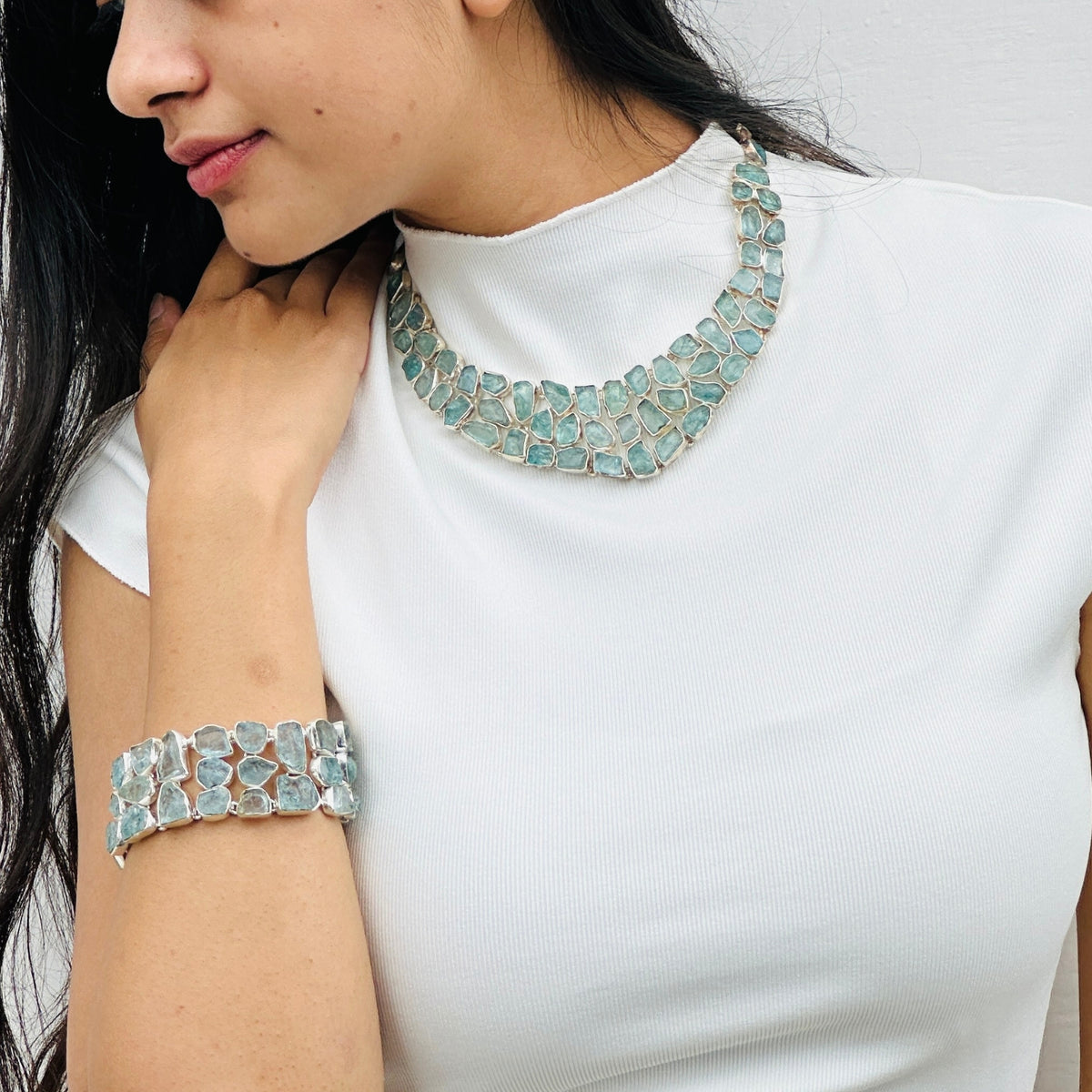 Keera Aquamarine Silver 925 Necklace