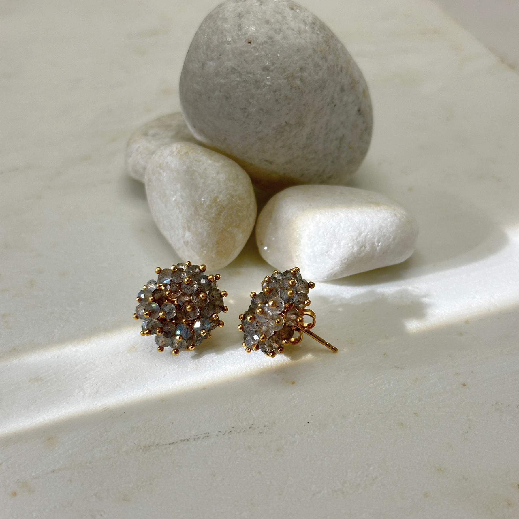 Laro Labradorite 18k Gold Plated Silver 925 Earrings