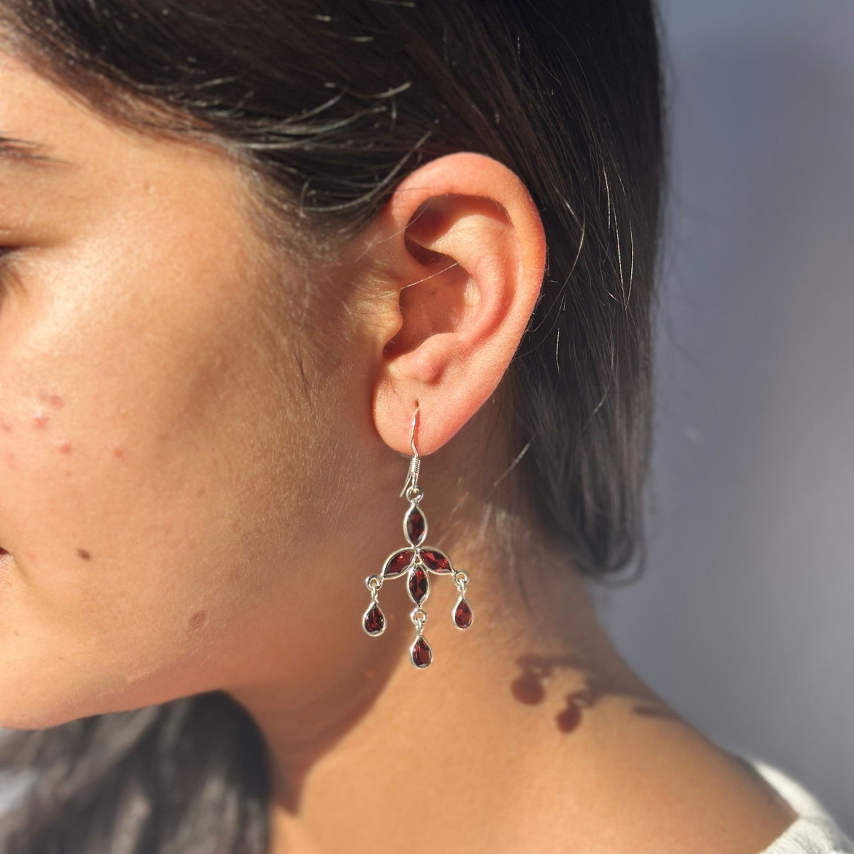 Asyn Garnet Silver 925 Earrings