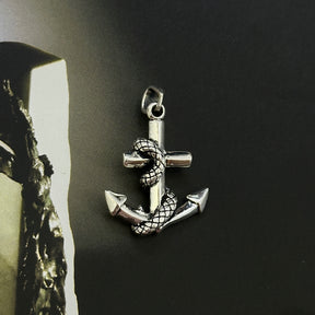 Anchor & Snake Silver 925 Men's Pendant