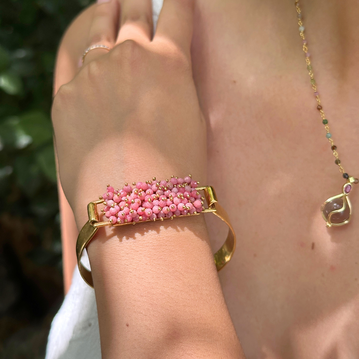Eorin Rhodonite & Amazonite 18k Gold Plated Bangle