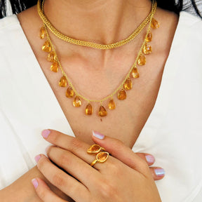 Cadace Citrine 18K Gold Plated Silver 925 Necklace