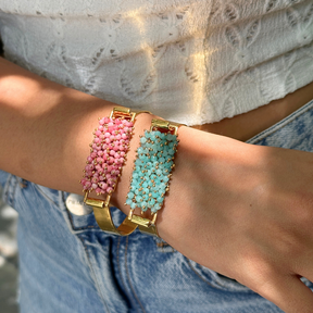 Eorin Rhodonite & Amazonite 18k Gold Plated Bangle