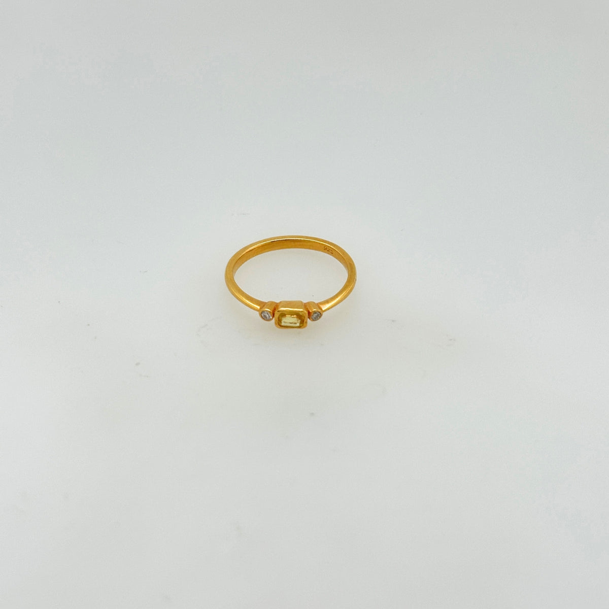 Kooshy Yellow Sapphire and Diamond Gold Plated Silver 925 Ring
