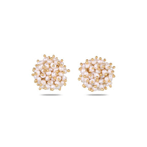 Mahi 18K Gold Plated Silver 925 Pearl Beaded Stud Earrings