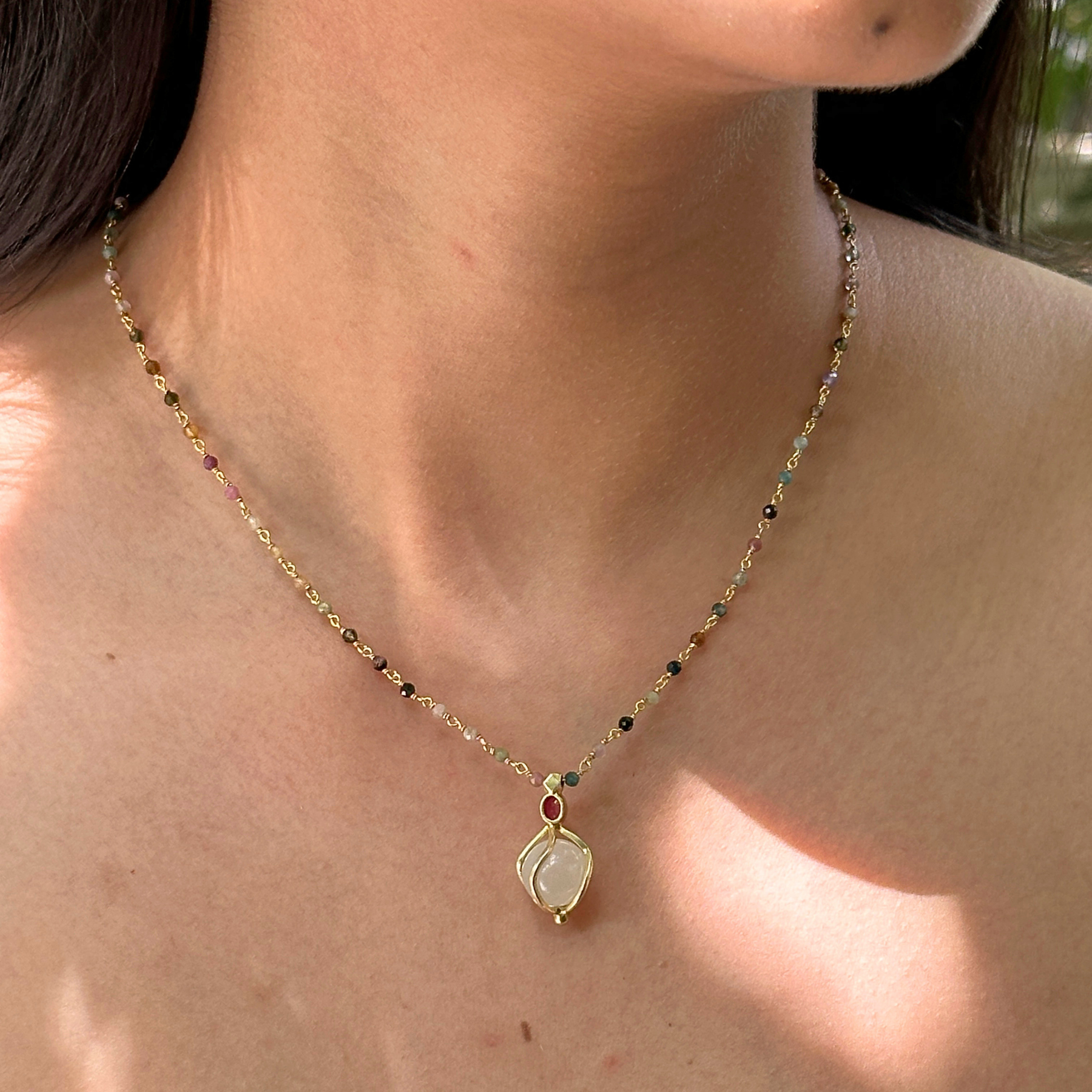 Euna Agate 18k Gold Plated Silver 925 Necklace