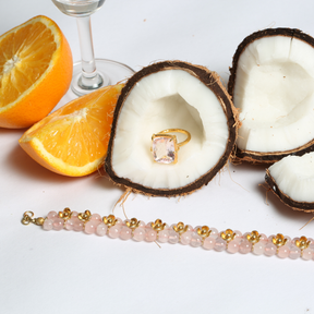 Dahalia Rose Quartz 18K Gold Plated Silver 925 Bracelet