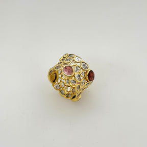Zephyr Tourmaline and Diamond Gold Plated Silver Ring