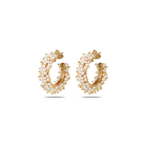 Lahari 18K Gold Plated Silver 925 Pearl Beaded Hoop Earrings