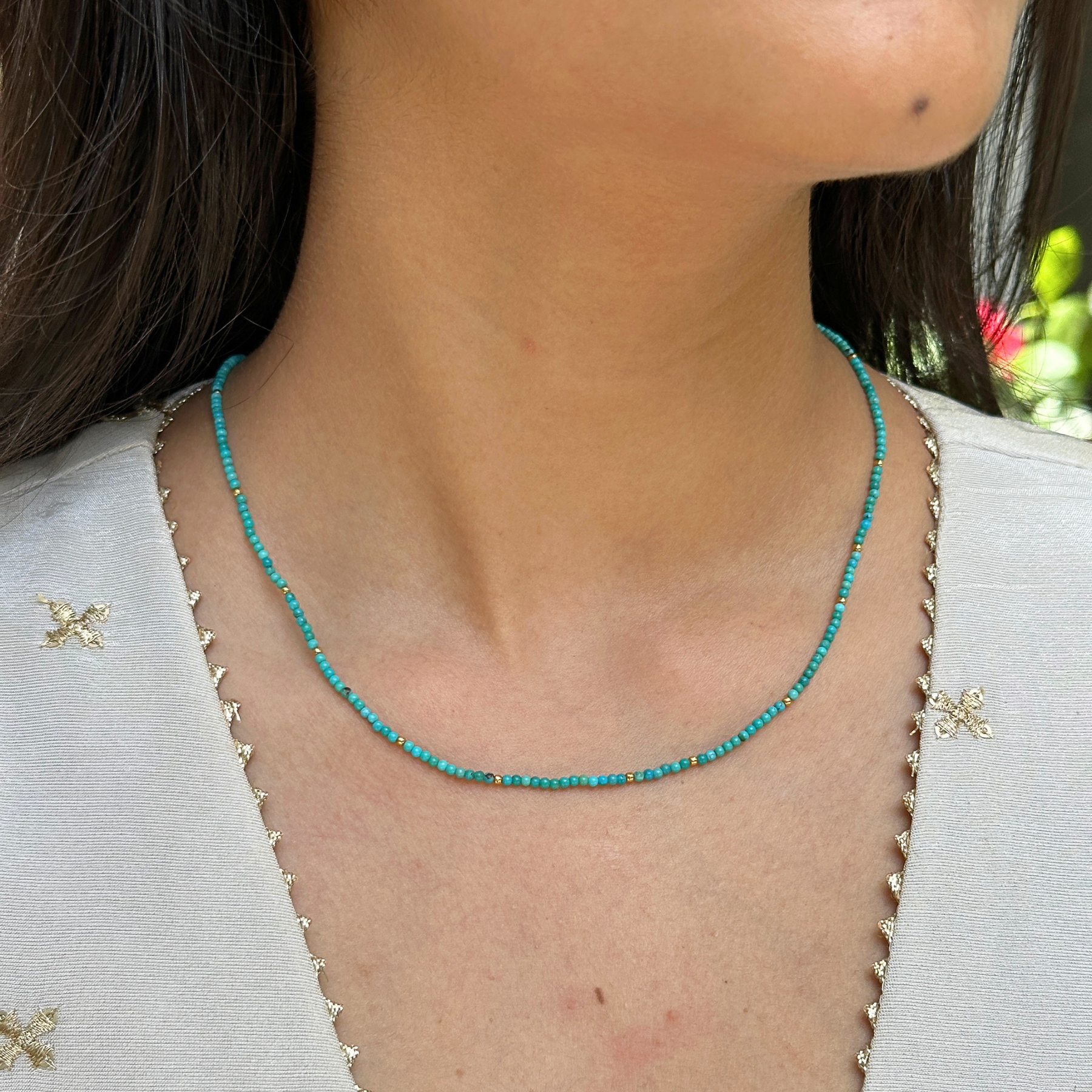 Heu Turquoise 18k Gold Plated Silver 925 Necklace