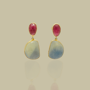 Bellarosa Ruby and Sapphire 18K Gold Plated Silver 925 Earrings