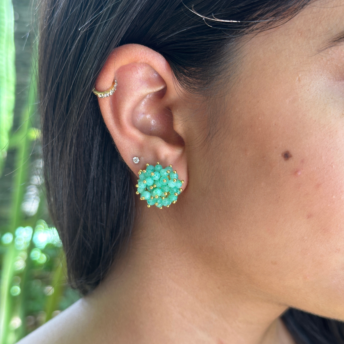 Riro Chrysoprase 18k Gold Plated Silver 925 earrings
