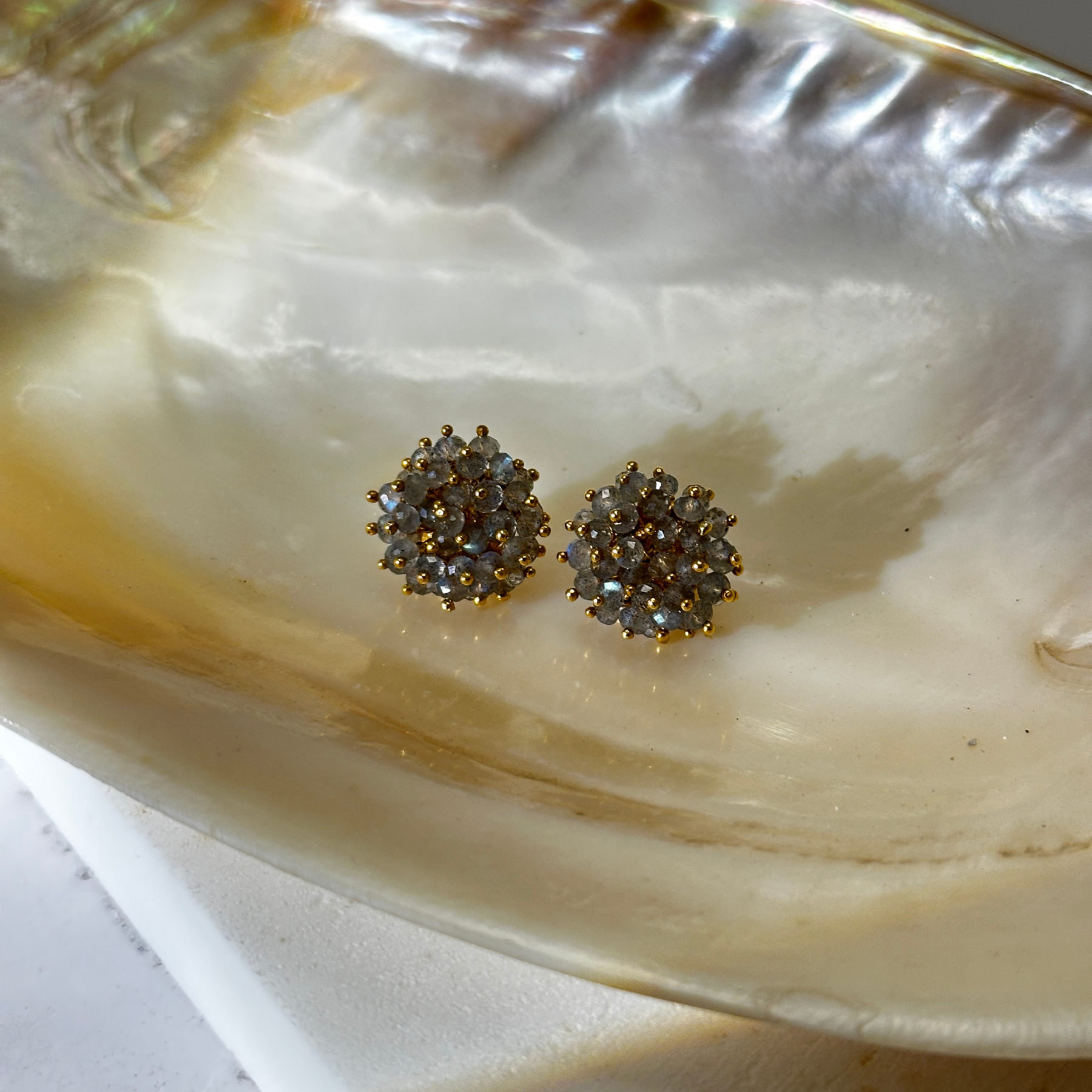 Laro Labradorite 18k Gold Plated Silver 925 Earrings