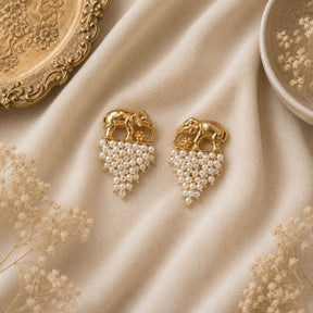 Ibha 18K Gold Plated Silver 925 Pearl Stud Earrings