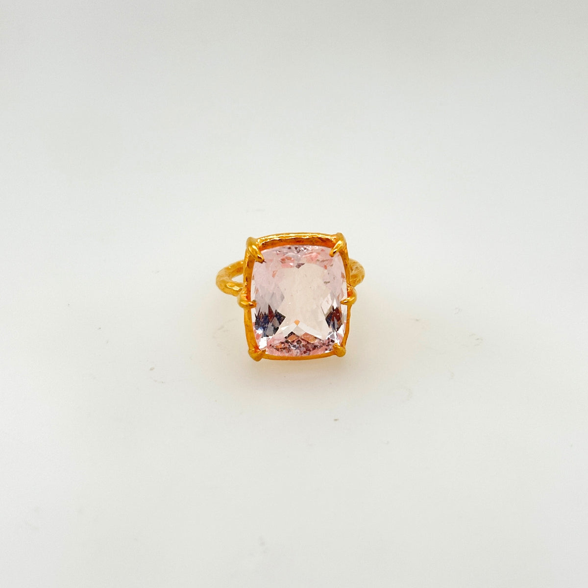 Tofu Morganite Gold Plated Silver Ring