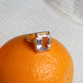Tofu Morganite Gold Plated Silver Ring