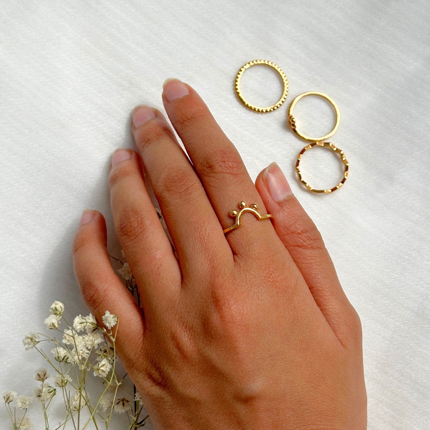 Sunrise Gold Plated Silver 925 Ring Stack