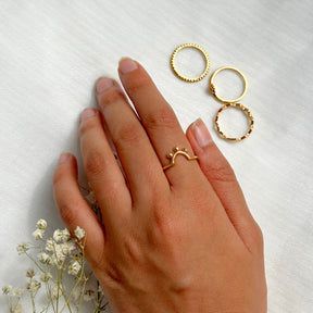 Sunrise Gold Plated Silver 925 Ring Stack