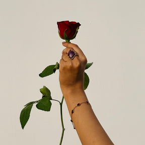 Halo Ruby Gold Plated Silver 925 Love Ring