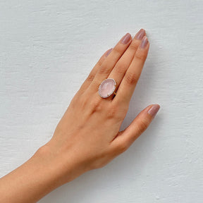 Tisha Rose Quartz 18K Gold Plated Silver 925 Ring