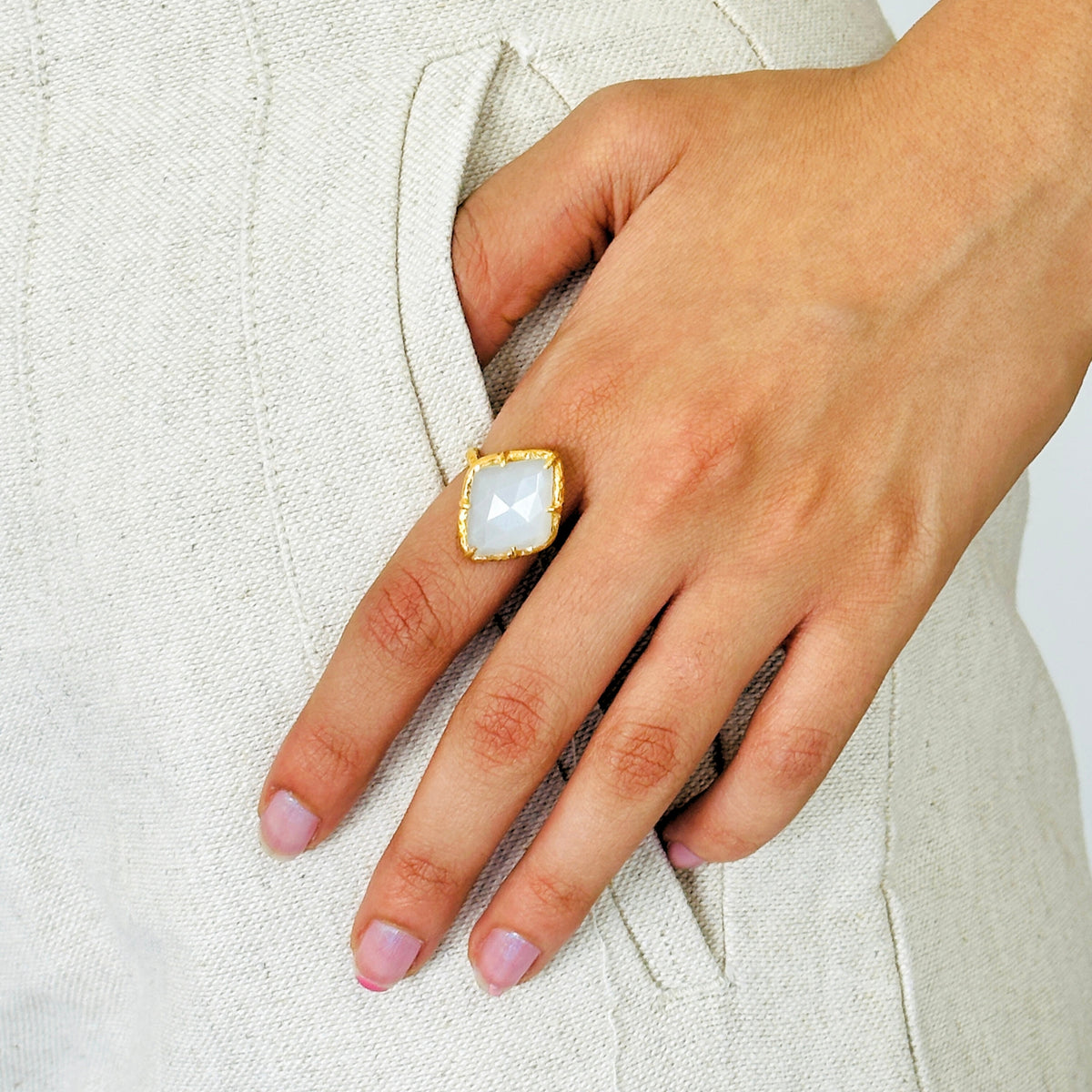 Electra Moonstone Gold Plated Silver 925 Ring