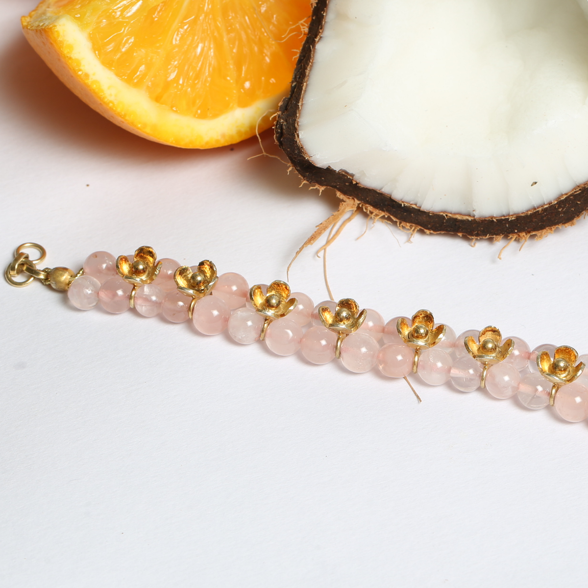 Dahalia Rose Quartz 18K Gold Plated Silver 925 Bracelet