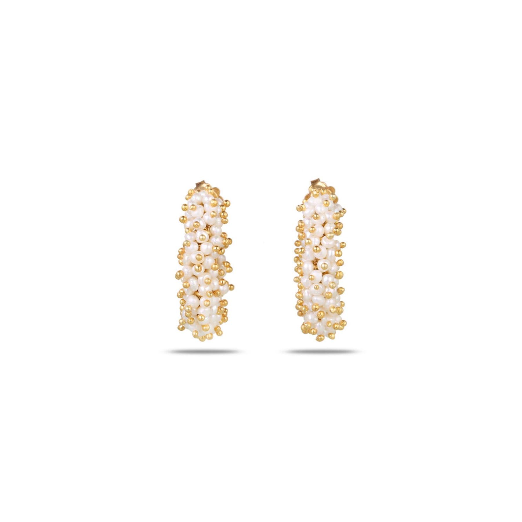 Lahari 18K Gold Plated Silver 925 Pearl Beaded Hoop Earrings
