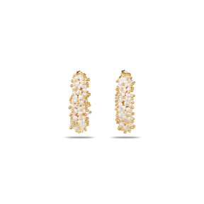 Lahari 18K Gold Plated Silver 925 Pearl Beaded Hoop Earrings