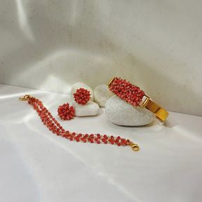 Reu Rhodonite 18k Gold Plated Silver 925 Bracelet