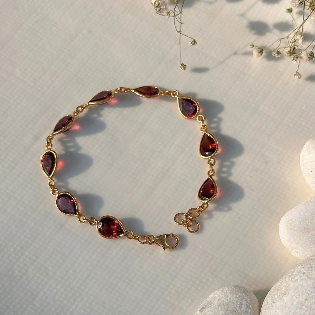 Elara Garnet Silver 925 Bracelet