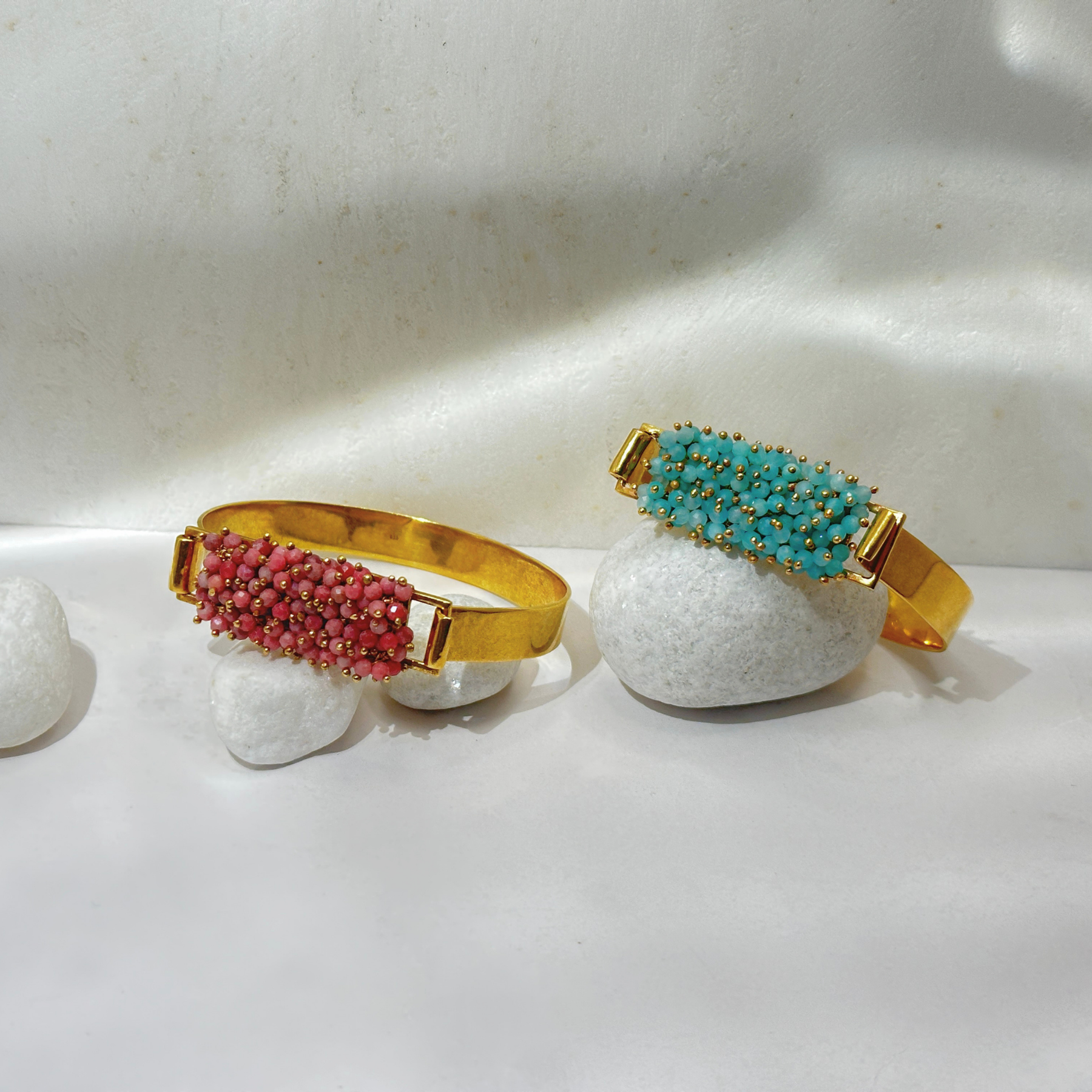 Eorin Rhodonite & Amazonite 18k Gold Plated Bangle