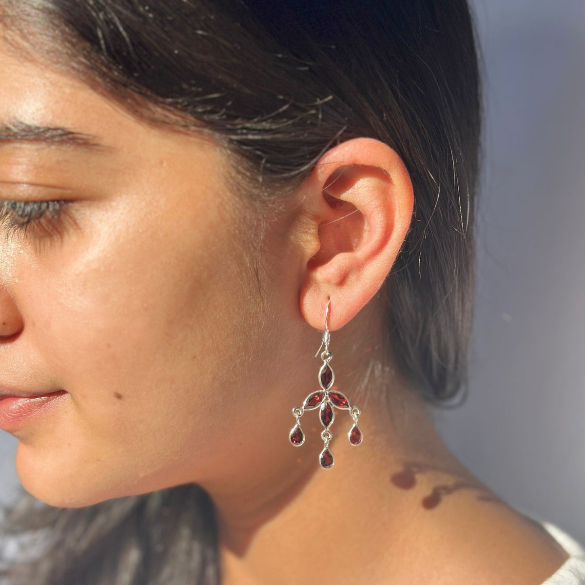 Asyn Garnet Silver 925 Earrings