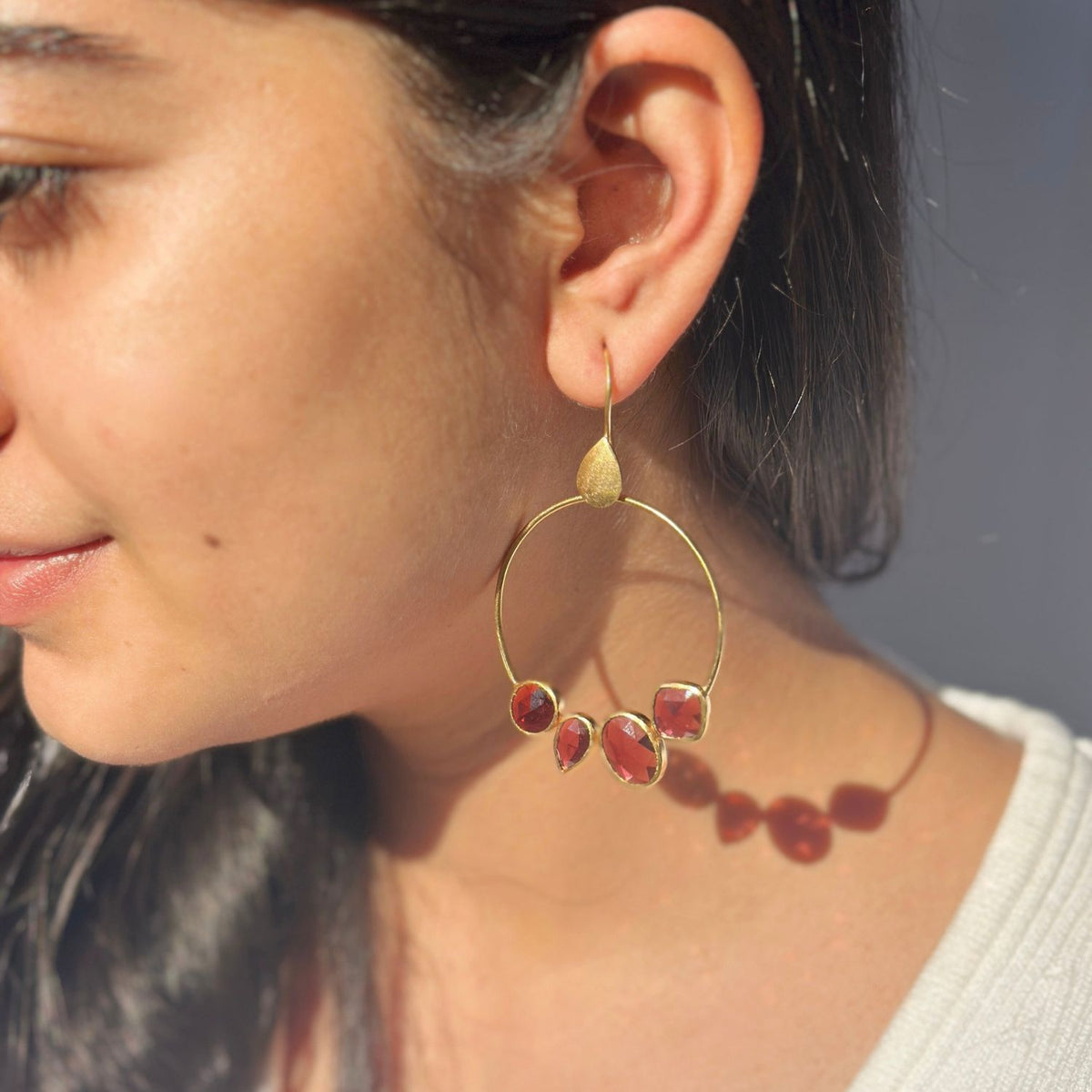 Sera Garnet 18K Gold Plated Silver 925 Earrings