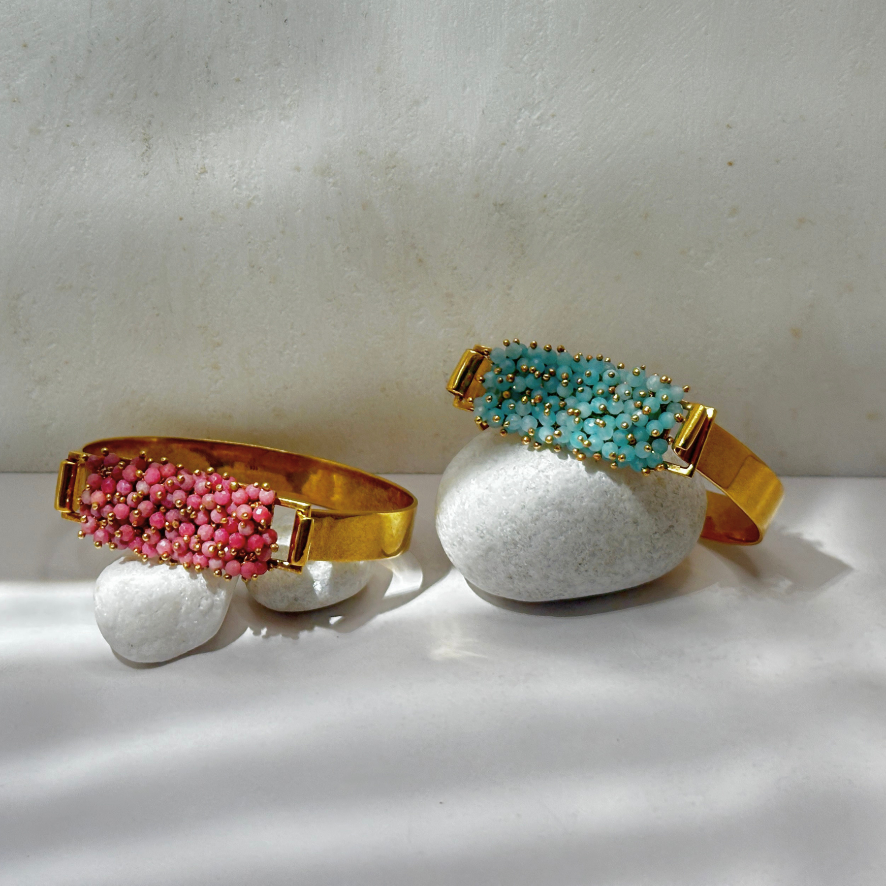 Eorin Rhodonite & Amazonite 18k Gold Plated Bangle