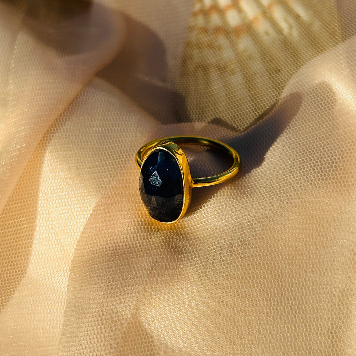 Poala Sapphire 18K Gold Plated Silver Ring