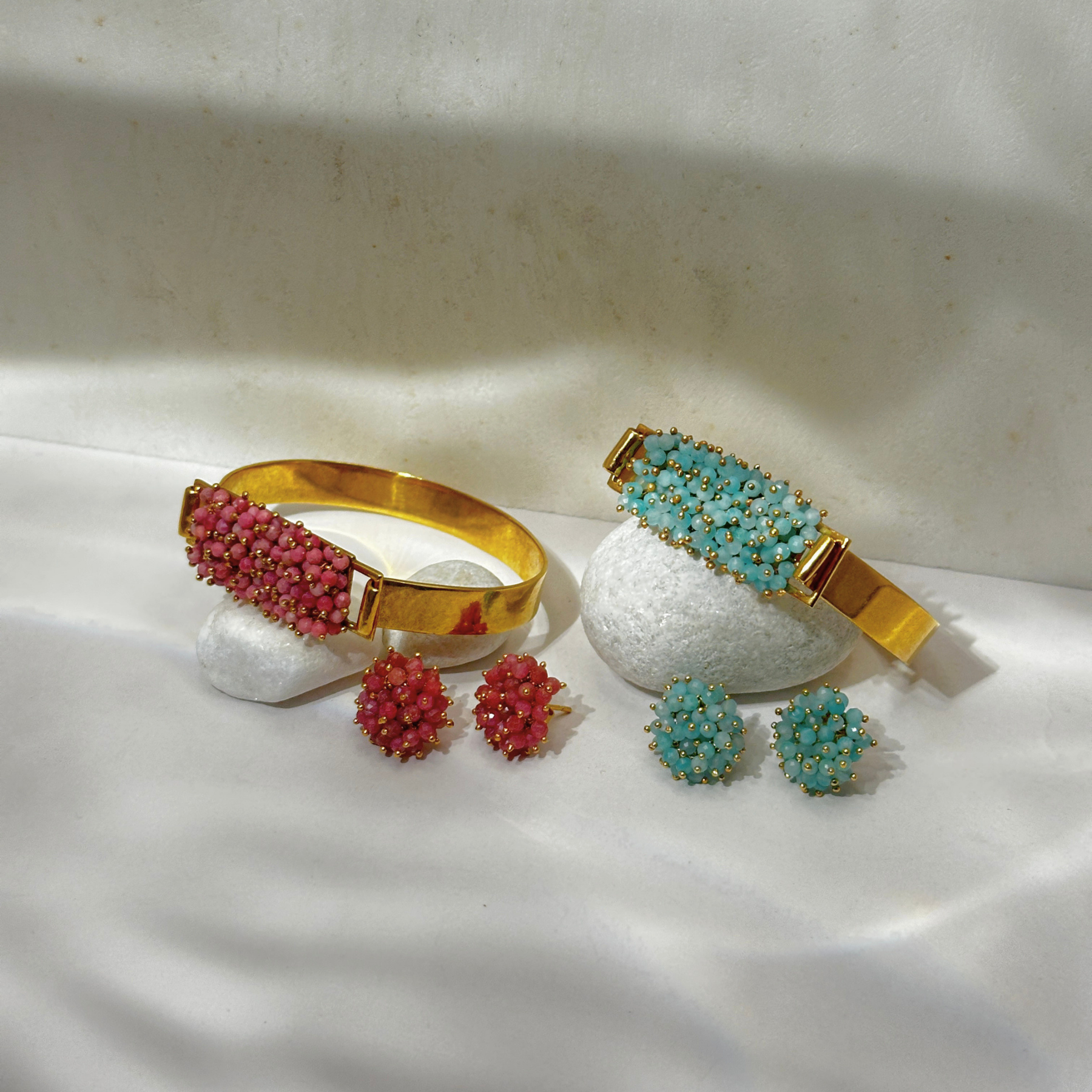 Eorin Rhodonite & Amazonite 18k Gold Plated Bangle