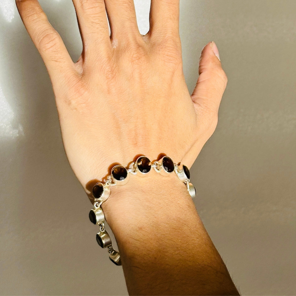 Enzo Smokey Quartz Silver 925 Men's Bracelet