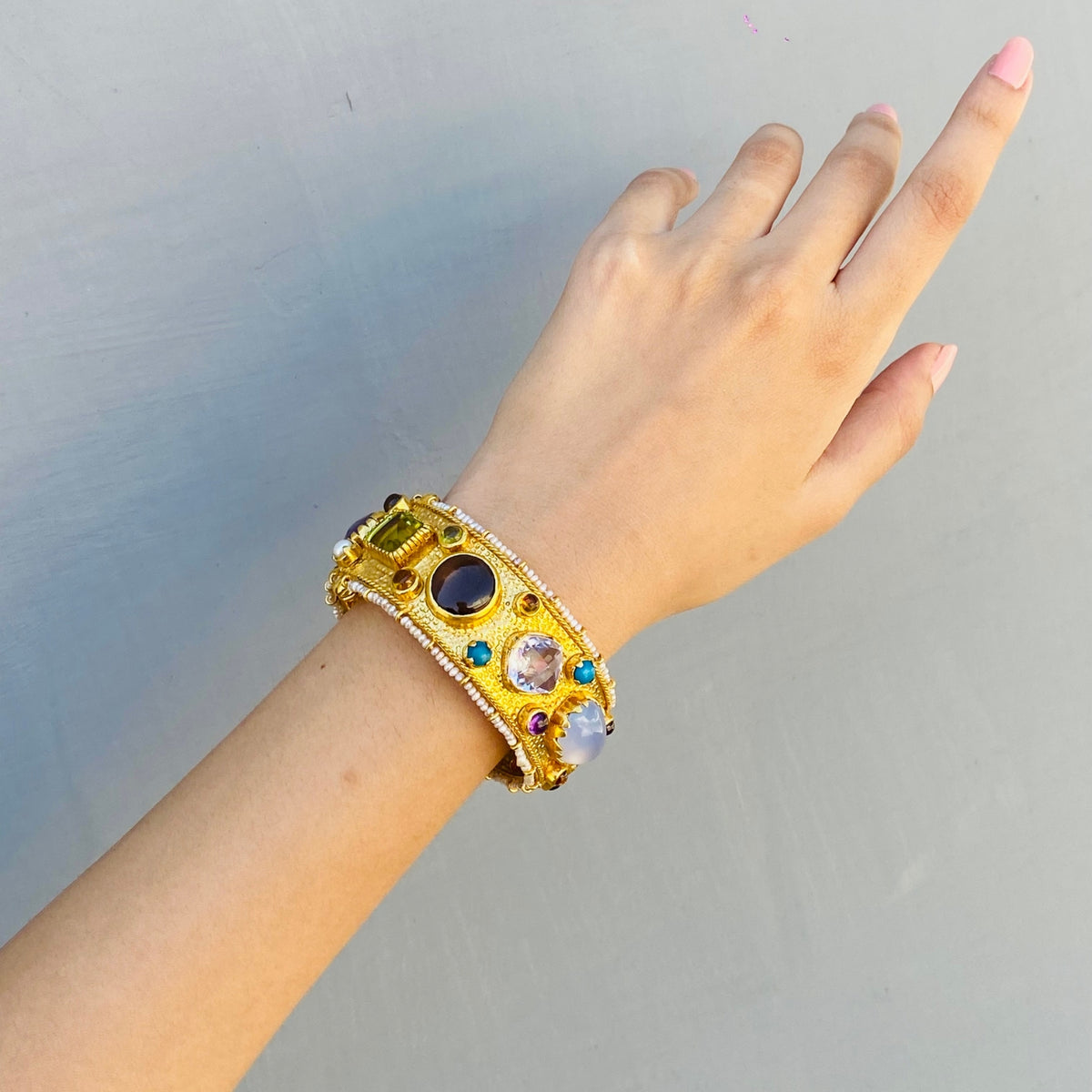 Emily Gold Plated Silver Multi Color Stone Bracelet