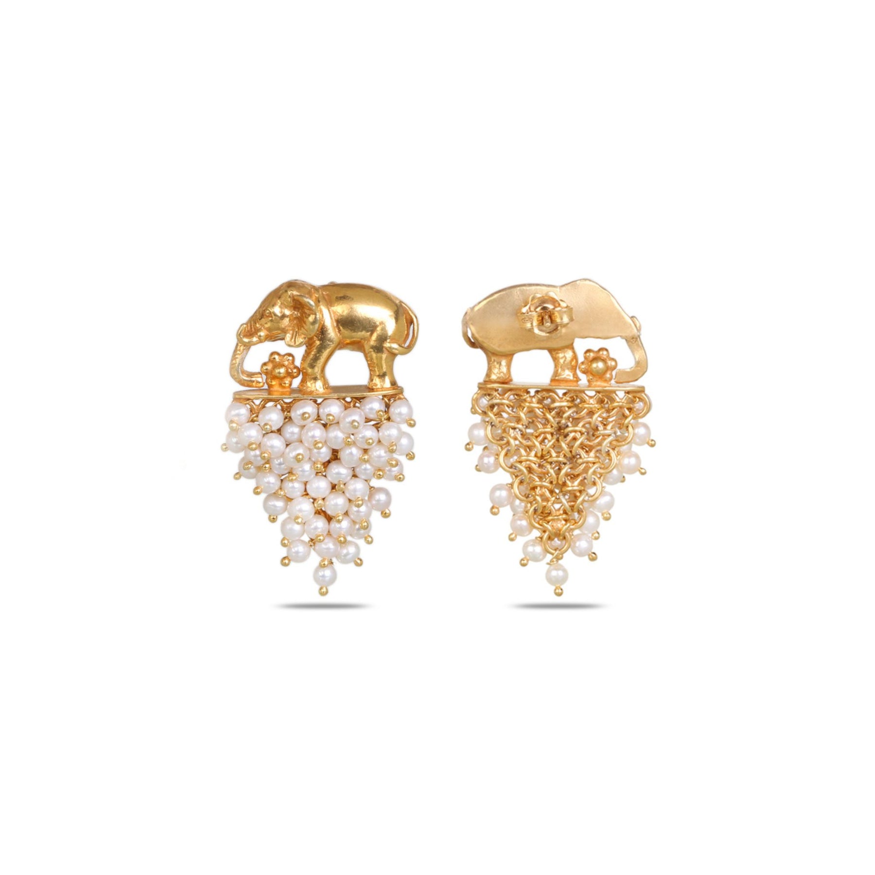 Ibha 18K Gold Plated Silver 925 Pearl Stud Earrings