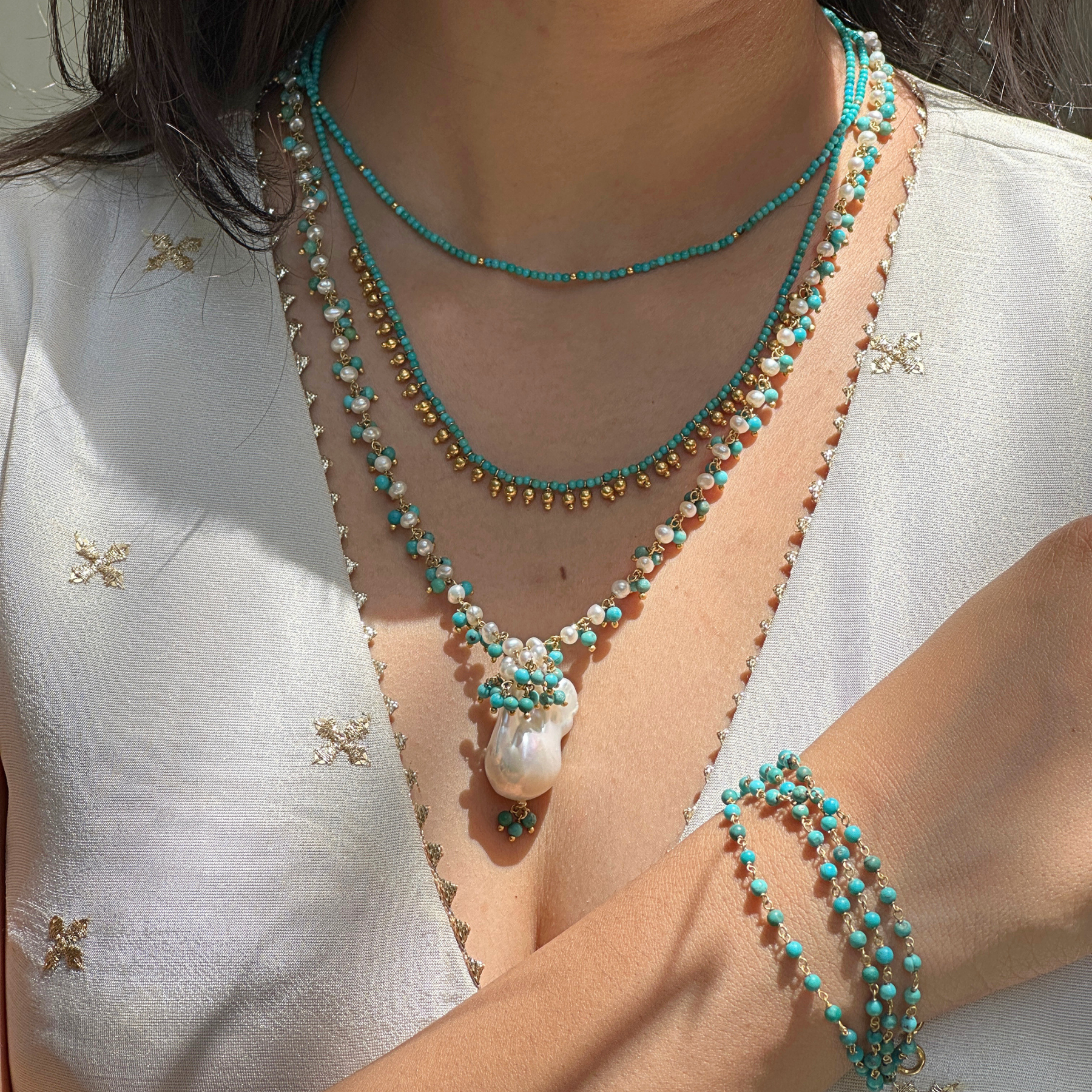 Heu Turquoise 18k Gold Plated Silver 925 Necklace