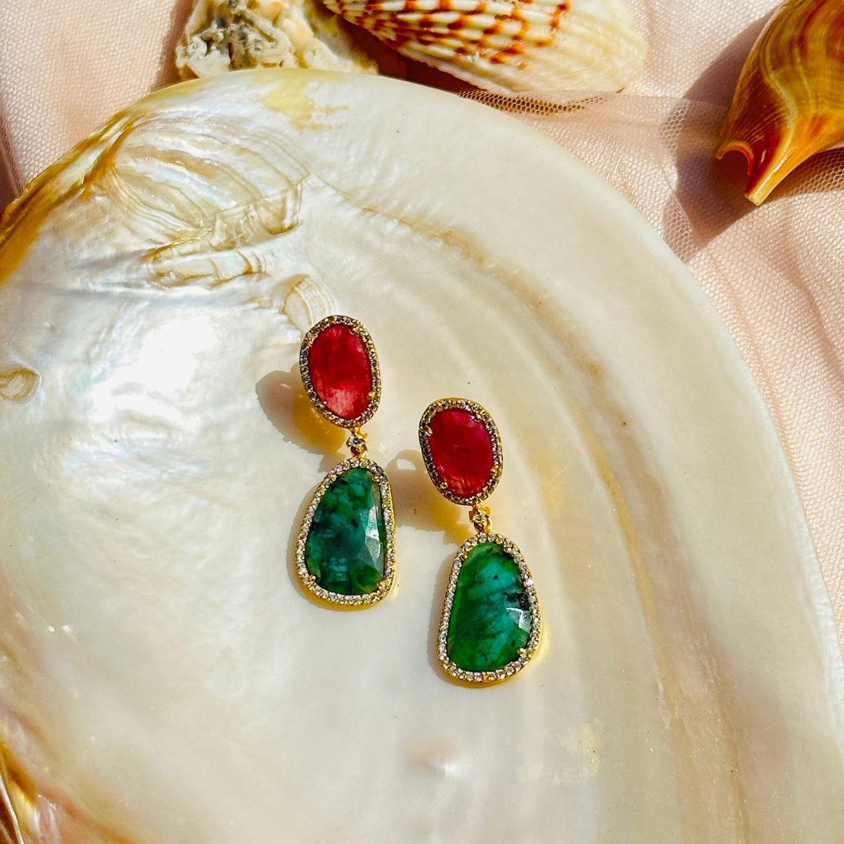 Kaia Ruby & Emerald Silver 925 Earrings