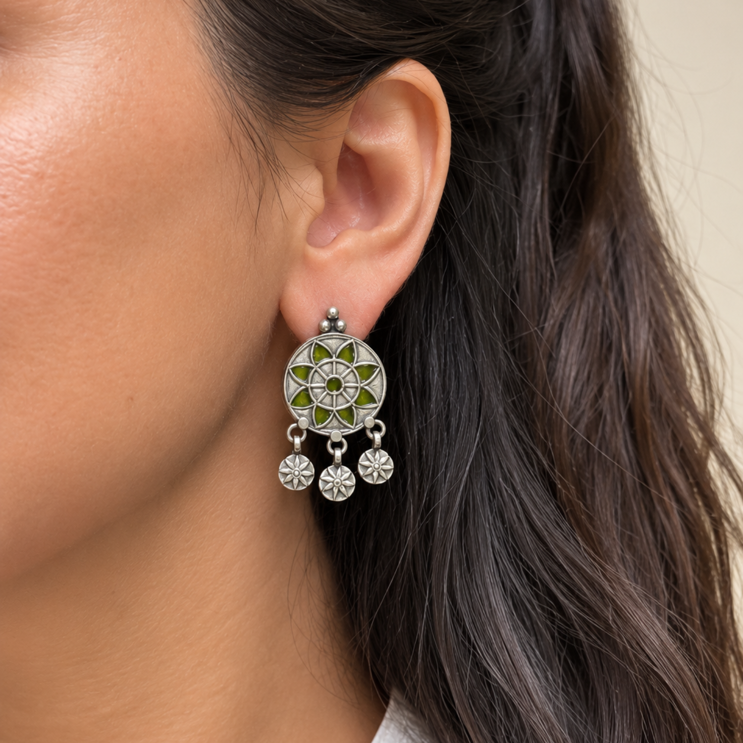 Nira Silver 925 Oxidised Drop Earrings