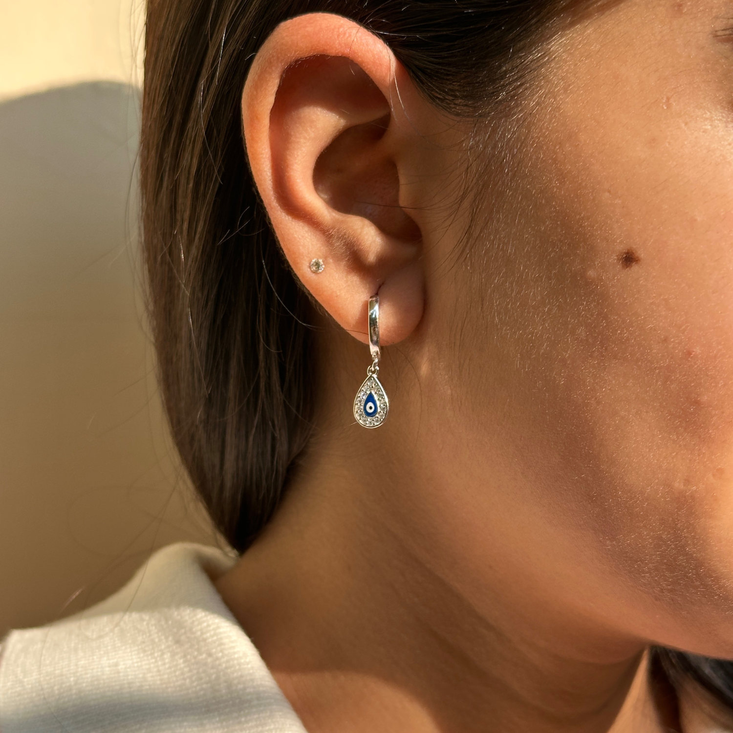 Helena Evil Eye Zircon Studded Silver 925 Earrings