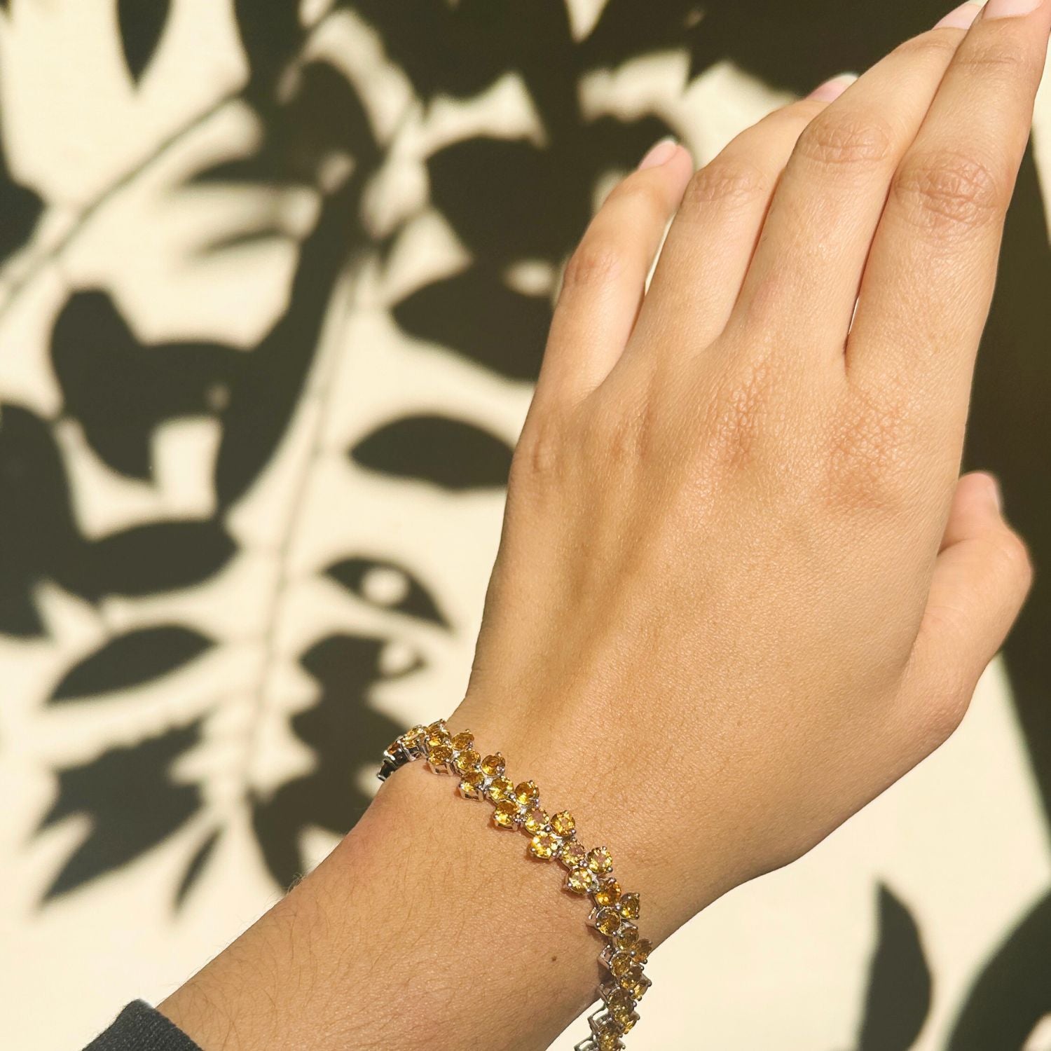 Citrine Flower Silver Bracelet