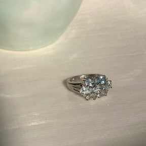 Oval Faceted Aquamarine Three Line 925 Silver Ring