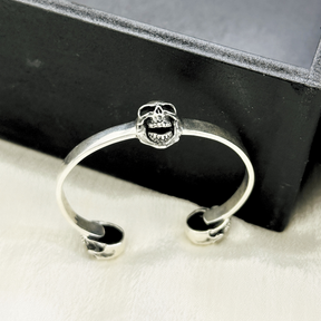 Three Skull Silver 925 Men's Cuff Bracelet