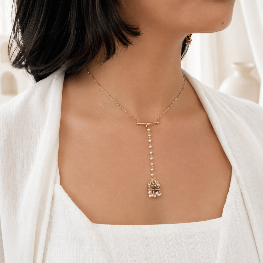 Ojasvni 18K Gold Plated Silver 925 T-shape Necklace