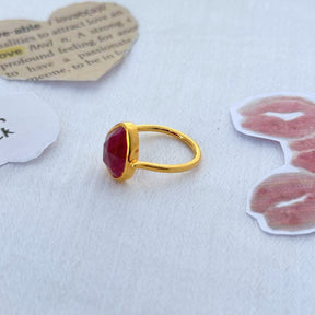 Aura Ruby Gold Plated Silver 925 Love Ring