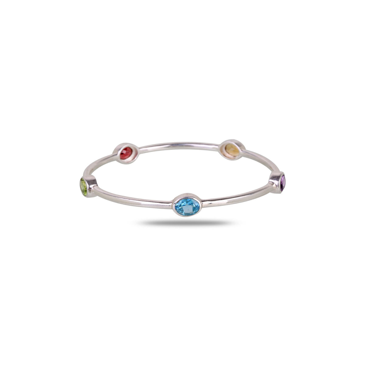Jiwon Multi-Gemstone Bezel Bracelet in 925 Silver