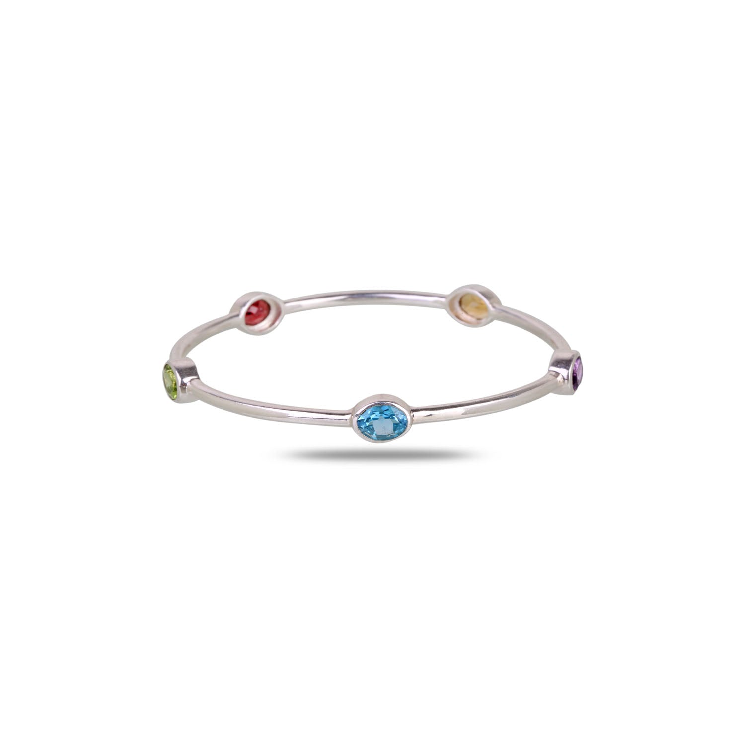 Jiwon Multi-Gemstone Bezel Bracelet in 925 Silver